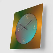 Simplistic Reflect Gold Blue/Green Kitchen Clock Vierkante Klok (Hoek)