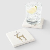 Simplistic Reindeer Marble Coasters Stenen Onderzetter (Zijkant)