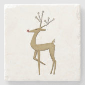 Simplistic Reindeer Marble Coasters Stenen Onderzetter (Voorkant)