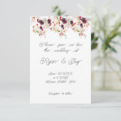 Simplistic roze/perzik bloemige bruiloft uitnodigi kaart (Staand voorkant)