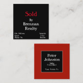 Simplistic Square Black/Red Realty Visitekaartje (Voorkant / Achterkant)
