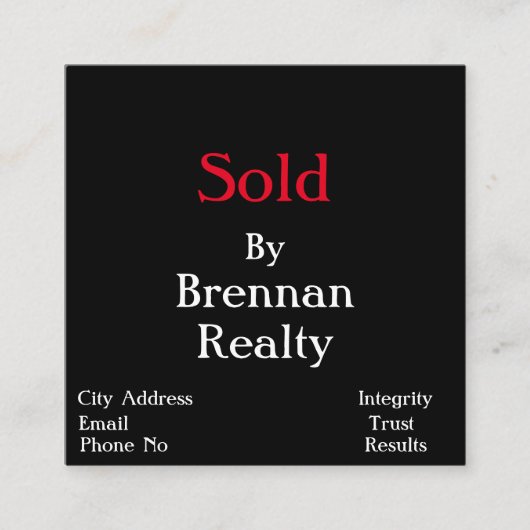 Simplistic Square Black/Red Realty Visitekaartje (Voorkant)