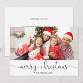 Simplistic Typography Black White-kerstfoto Feestdagenkaart (Voorkant / Achterkant)