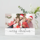 Simplistic Typography Black White-kerstfoto Feestdagenkaart (Staand voorkant)
