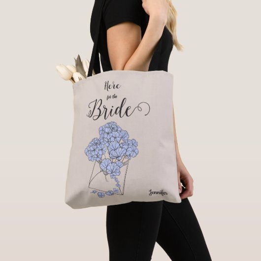 Simplistic Waterverf Flowers Hier voor de Bride Tote Bag (Dichtbij)