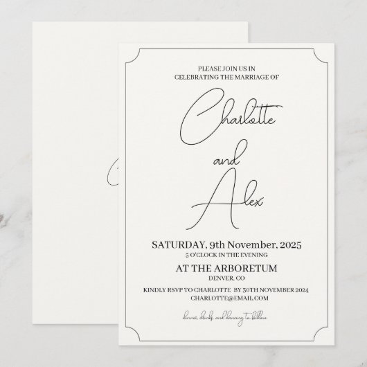 Simplistic Wedding Uitnodiging (Voorkant / Achterkant)