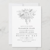 Simplistic White en Silver  Rozen Weddenschap Kaart (Voorkant)