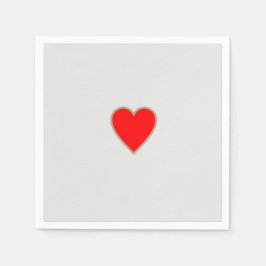 Simplistic White Napkin met Red Heart Center Servet