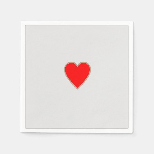 Simplistic White Napkin met Red Heart Center Servet (Voorkant)