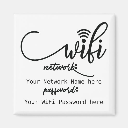 Simplistic WiFi-details netwerkwachtwoord Magneet (Voorkant)