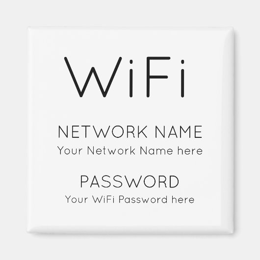 Simplistic WiFi Details netwerkwachtwoord wit Magneet (Voorkant)