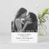 Simplistic zwart Stropdas wit foto Save The Date (Staand voorkant)