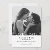 Simplistic zwart Stropdas wit foto Save The Date (Voorkant)
