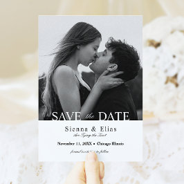 Simplistic zwart Stropdas wit foto Save The Date