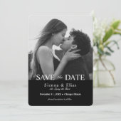 Simplistic zwart Stropdas zwart foto Save The Date (Staand voorkant)