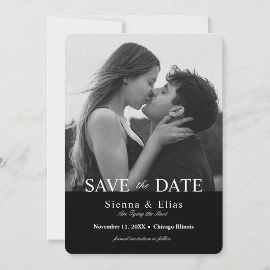 Simplistic zwart Stropdas zwart foto Save The Date (Voorkant)