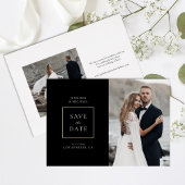 Simplistic zwart-wit foto de datum opslaan folie uitnodiging