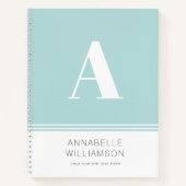 Simplistisch elegant monogram mintgroen notitieboek (Voorkant)