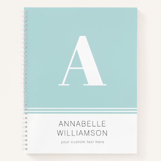 Simplistisch elegant monogram mintgroen notitieboek (Voorkant)
