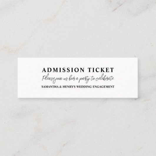 Simplistisch & modern toegangsbewijs mini visitekaartje (Voorkant)