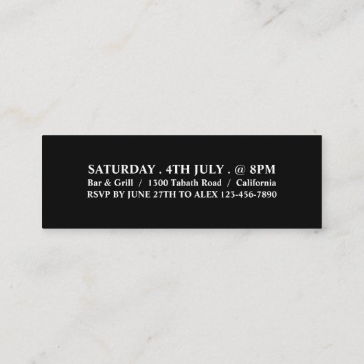 Simplistisch & modern toegangsbewijs mini visitekaartje (Achterkant)