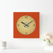 Simplistisch rood geel met groen>Keukenklok Vierkante Klok (Huis)