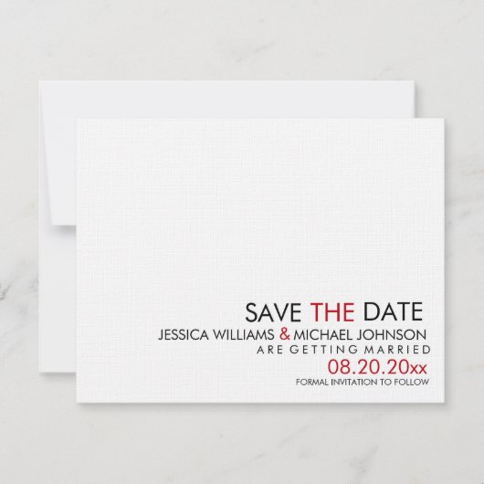 Simplistisch sparen de Datum Save The Date (Voorkant)