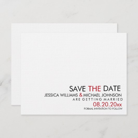 Simplistisch sparen de Datum Save The Date (Voorkant / Achterkant)