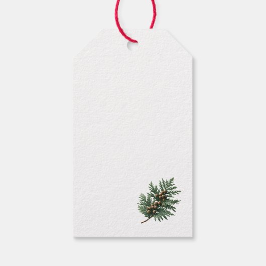 Simplistische Cedar Spring Kerstmis Cadeaulabel (Achterkant)