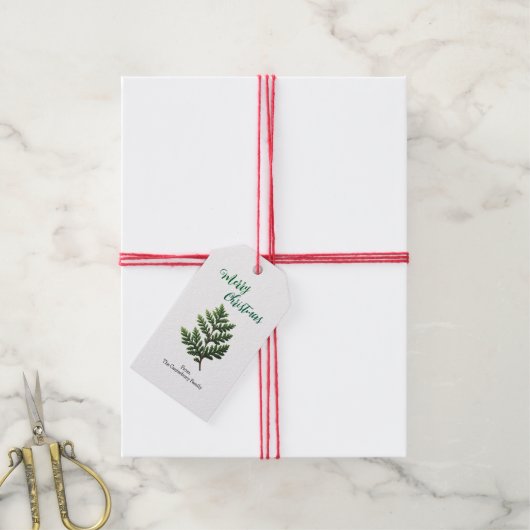 Simplistische Cedar Spring Kerstmis Cadeaulabel (Met Touw)