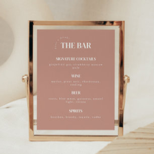 Simplistische Dusty Roos Wedding Bar Menu Poster