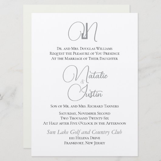 Simplistische en trendy flat bruiloft uitnodiging (Voorkant / Achterkant)