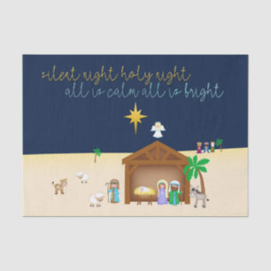 Simplistische Geboorte Silent Night Christmas Caro Tissuepapier