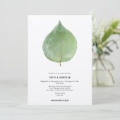 Simplistische Groene Eucalyptus Blad Bruiloft Kaart (Staand voorkant)