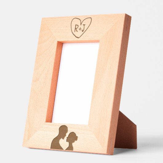 Simplistische Initialen gesneden boomsilhouet Gegraveerde Lijstjes (Links)