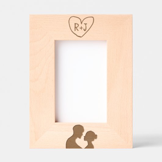 Simplistische Initialen gesneden boomsilhouet Gegraveerde Lijstjes (Voorkant)