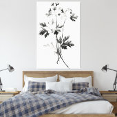 Simplistische koriander verlaat lijntekening canvas afdruk (Insitu (Slaapkamer))