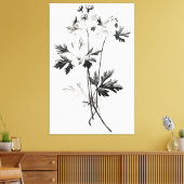 Simplistische koriander verlaat lijntekening canvas afdruk (Insitu (Woonkamer))