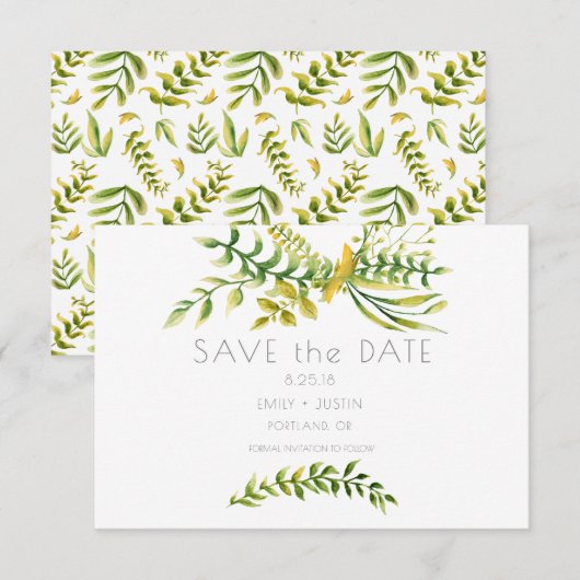 Simplistische kruiden en botanische bewaarder de d save the date (Voorkant / Achterkant)