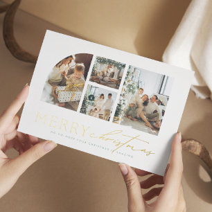 Simplistische moderne fotocollage Kerstmis Folie Feestdagenkaart