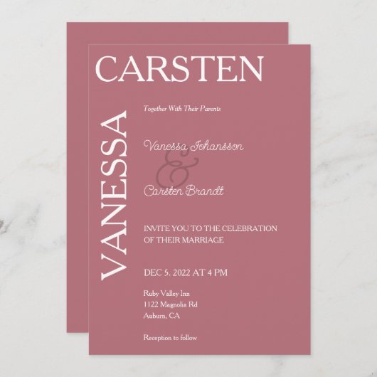 Simplistische moderne Glam bruiloft Kaart (Voorkant / Achterkant)