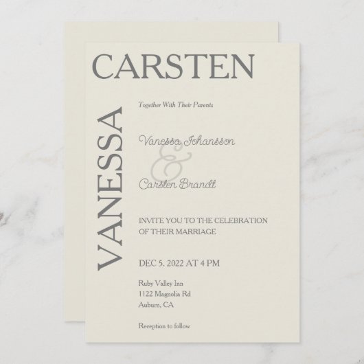 Simplistische moderne Glam bruiloft Kaart (Voorkant / Achterkant)