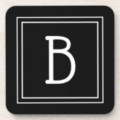 Simplistische Monogrammed Letter Initiaal Zwart Wi Bier Onderzetter (Voorkant)