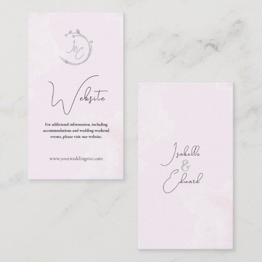 Simplistische monogrammen grijze Waterverf Lovevog Informatiekaartje (Voorkant / Achterkant)