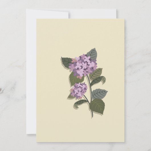 Simplistische Paarse bloem met groene bladeren Save The Date (Achterkant)