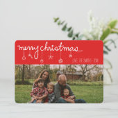 Simplistische rode witte streep Vrolijk kerstfeest Feestdagenkaart (Staand voorkant)