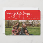 Simplistische rode witte streep Vrolijk kerstfeest Feestdagenkaart (Voorkant)