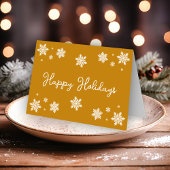 Simplistische Snowflakes Gouden Geel Retour Adres Etiket