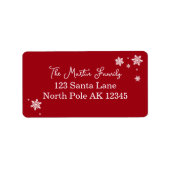 Simplistische Snowflakes Red Retour Adres Etiket (Voorkant)