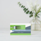 Simplistische vork, Chef, koken Visitekaartje (Staand voorkant)